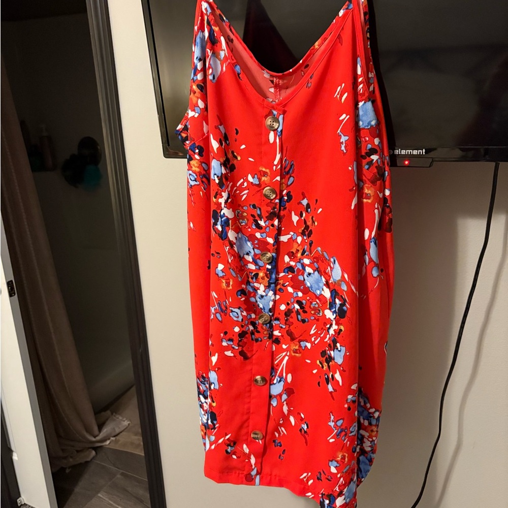 Amazon Asymmetrical Red Floral Dress